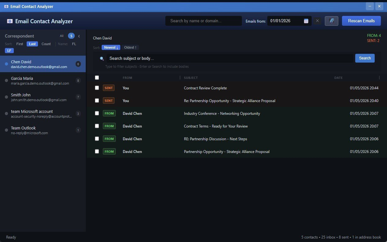 Email Contact Analyzer screenshot